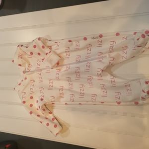 NWT Jennifer Ann Organic Lizzy Pink Polka Dot Zip Footie w Cuffs on Wrists